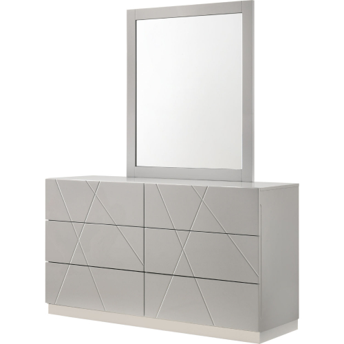 Naples 6 Drawer Dresser & Mirror in Grey Lacquer